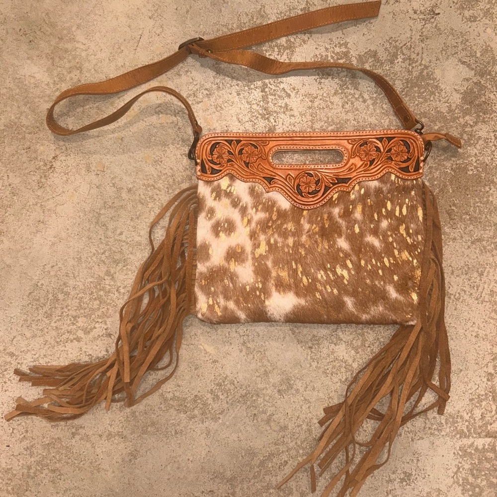 American Darling Fringe Cowhide Crossbody Bag